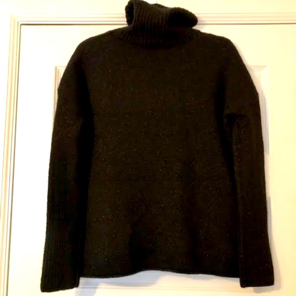 New ALL SAINTS Black Metallic Cropped Roll Neck Jumper Sweater SM MSRP $279 - Picture 3 of 5